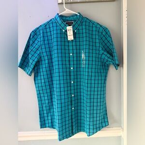 Club Room Teal Plaid Button Down Shirt XL
